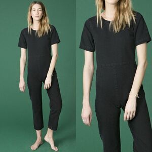 ILANA KOHN Size 4 Lee Jumpsuit Faded Black Denim 90% Cotton 10% Spandex Pantsuit